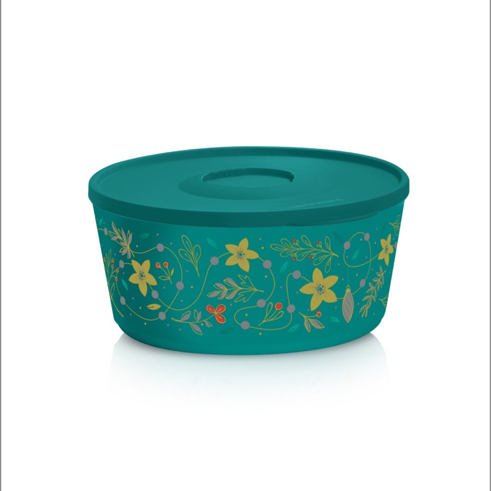 Tupperware Floral Teal Storage Container